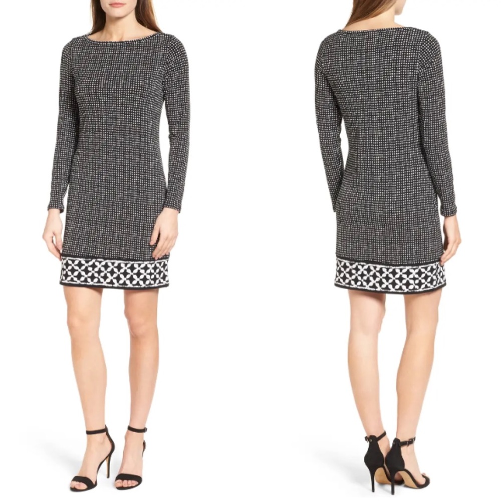 Michael Kors Nezla Border Jersey Shift Dress Black White PM